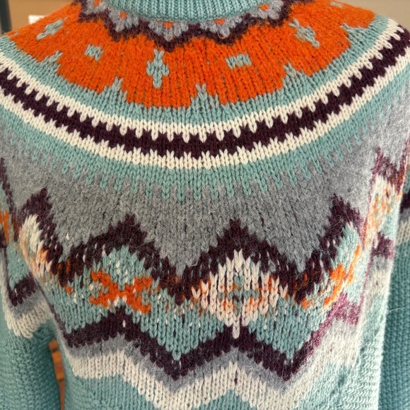 J.Crew Fair Isle Sweater – Seafoam Green Multicolor – NWT – Winter Knit Size S - Picture 1 of 6